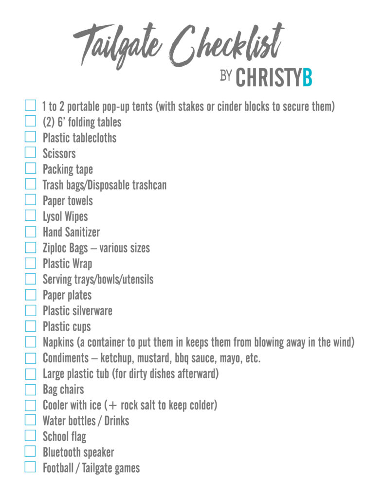 ChristyB: Tailgate Prep Checklist Printable