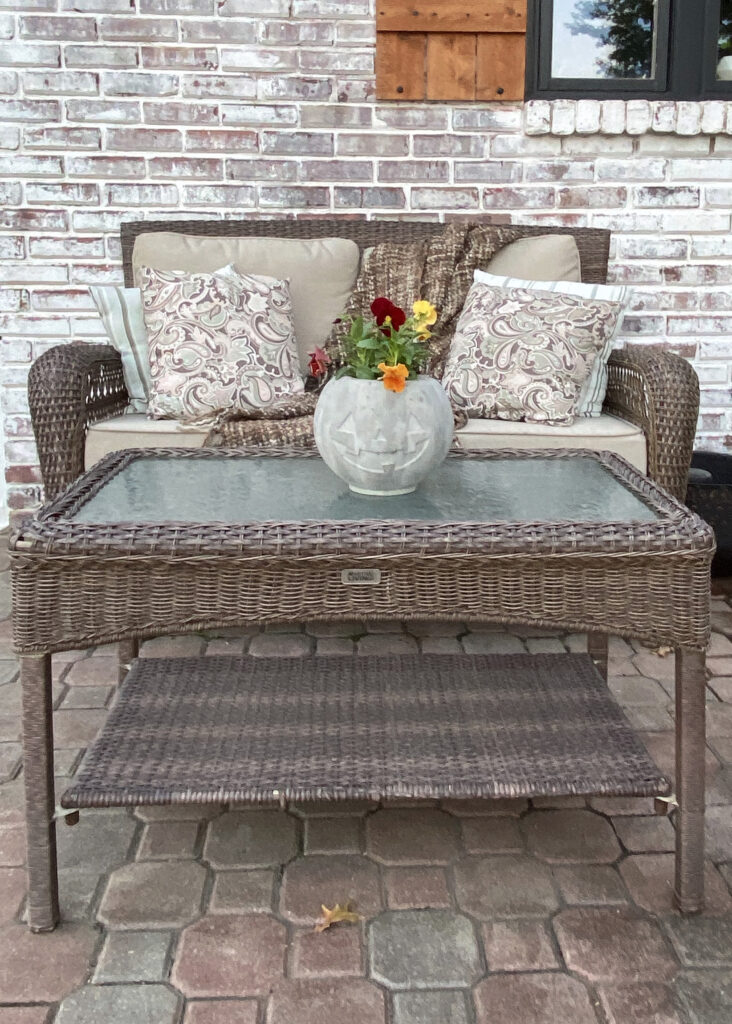 Back Patio Concrete Pumpkin Planter