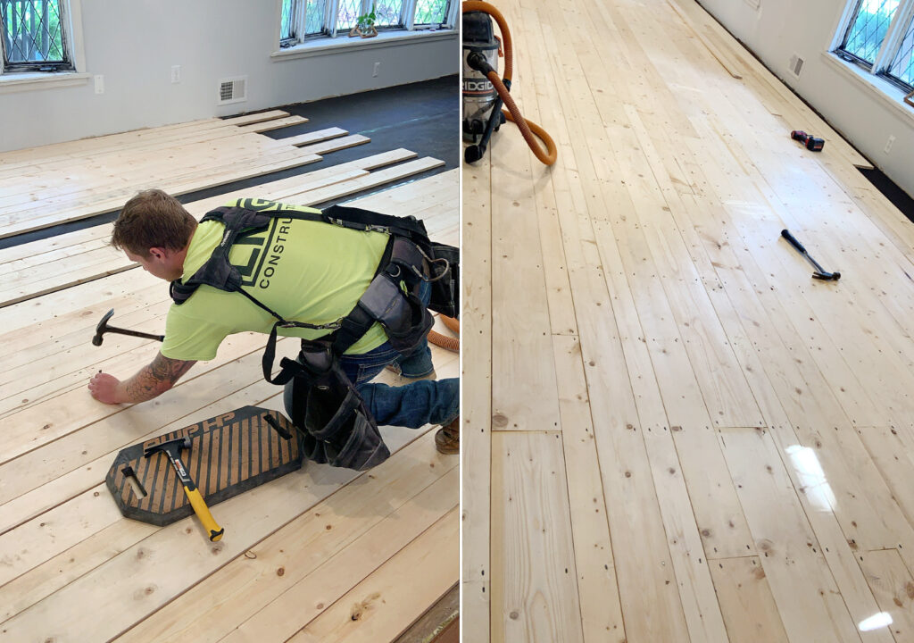 Installation: Unfinished Pine Wood Floors