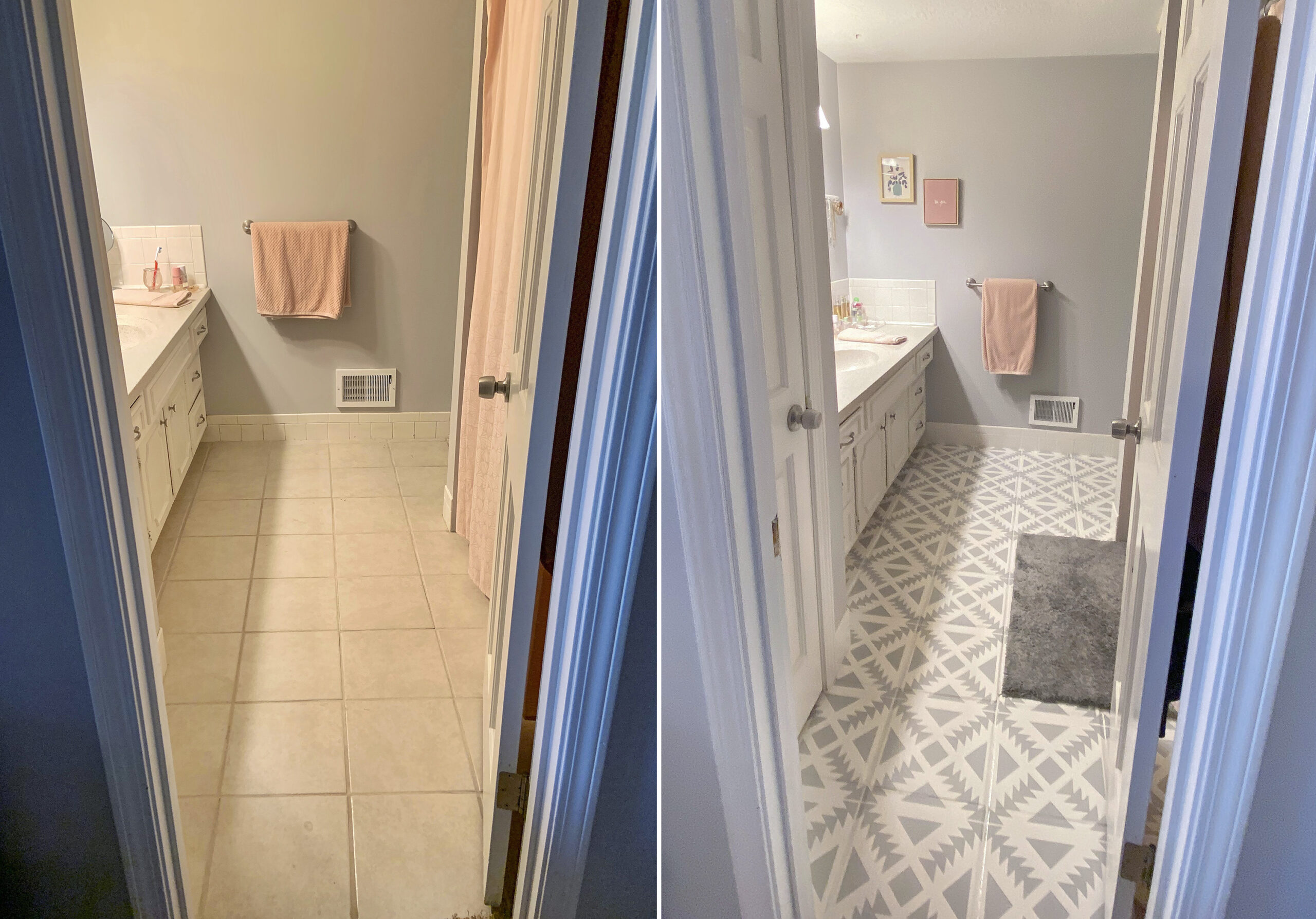 Painted Tile Floor Before After