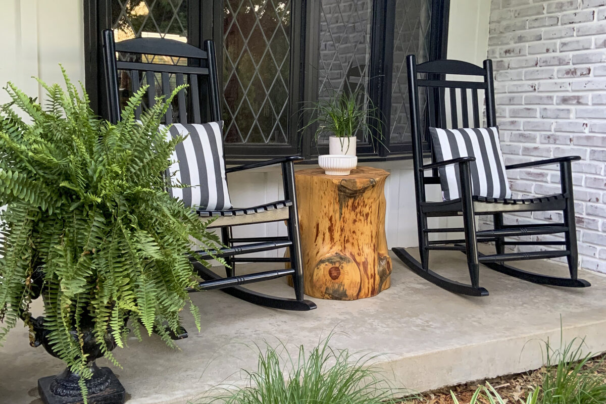 After DIY Stump Side Table