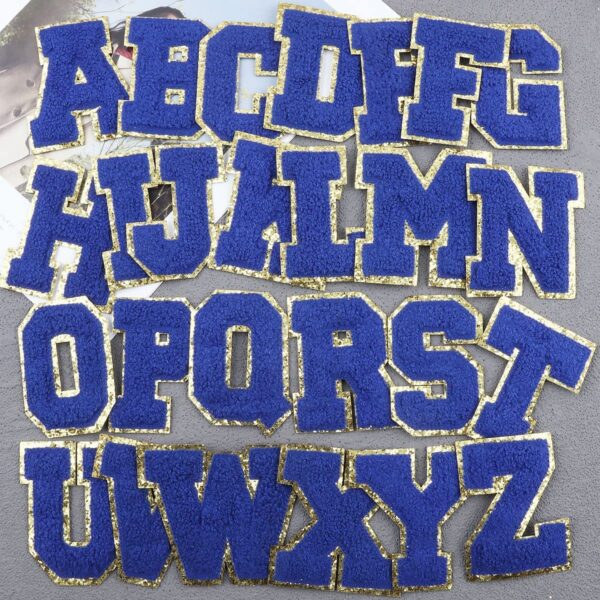 Blue-Chenille Varsity Iron-On Letters