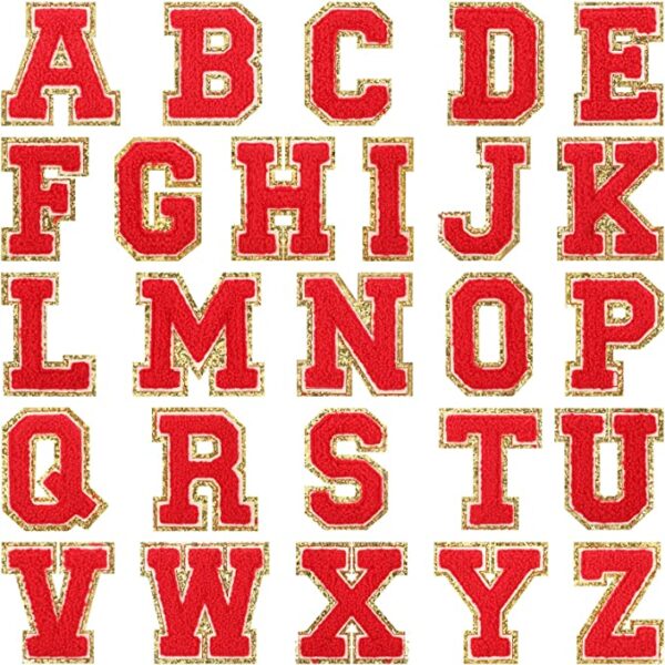 Red Chenille Varsity Iron-On Letters