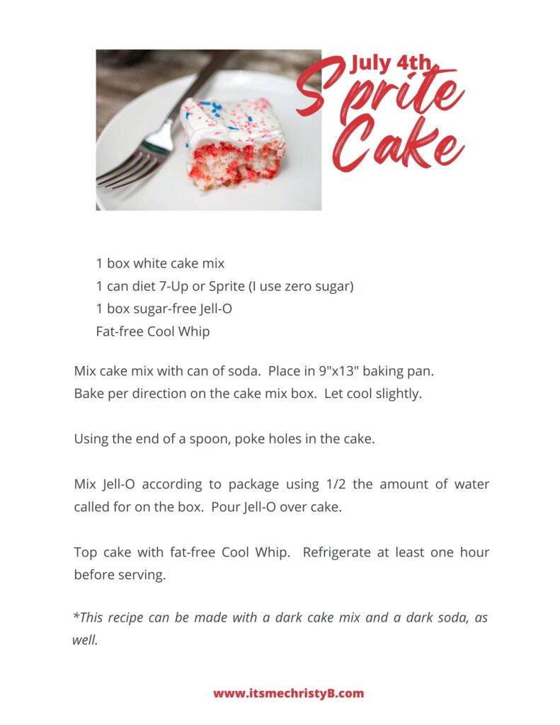 July 4th Sprite Cake Recipe Printable