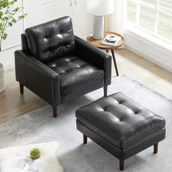 Black Faux Leather Accent Chair