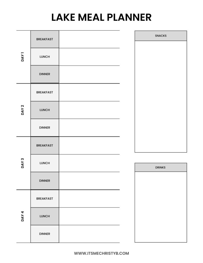 Lake Meal Planner