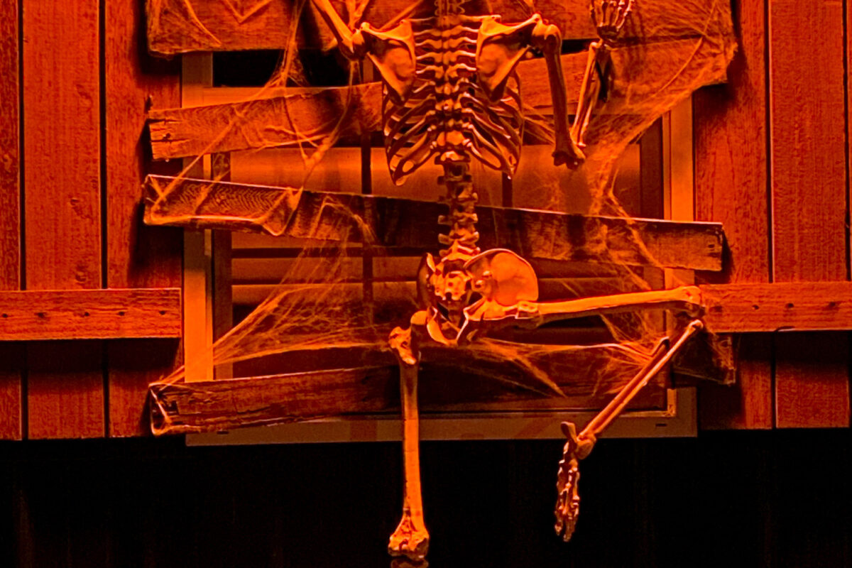 Barn Halloween Skeleton Peeping Tom