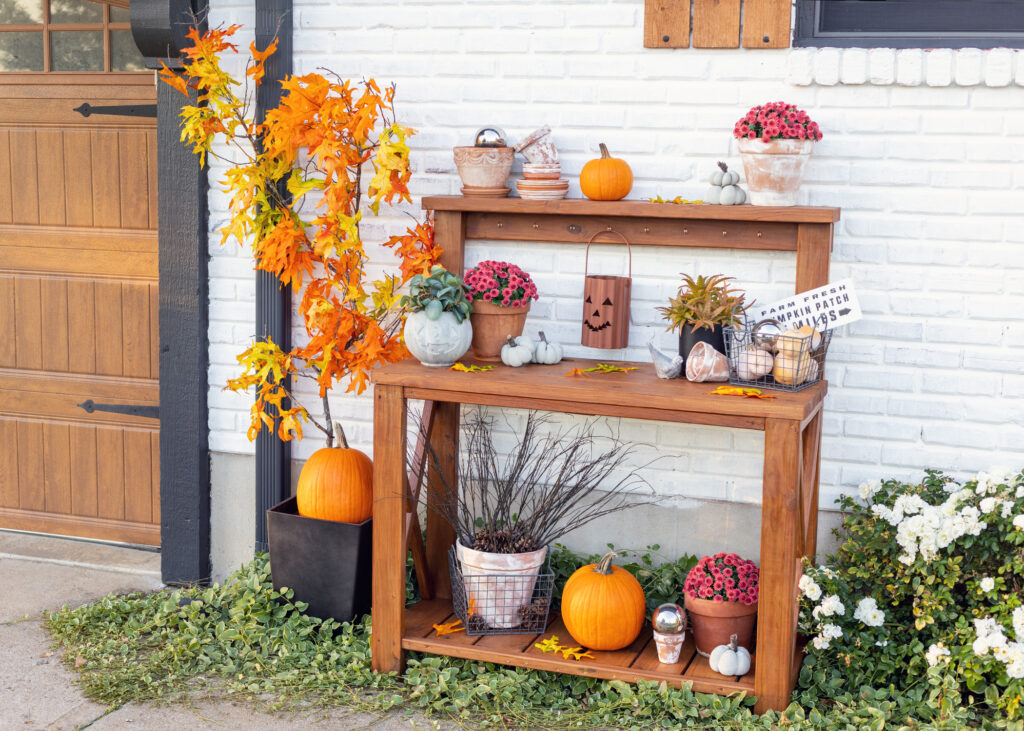 Fall Tree Potting Bench DIY