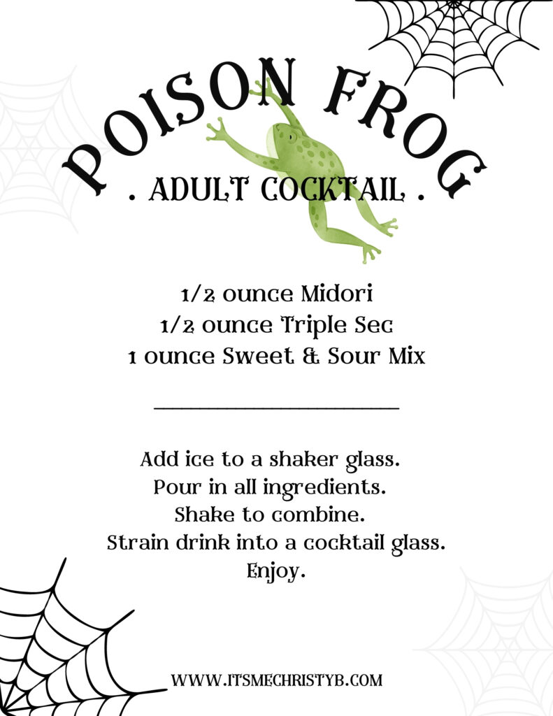 Poison Frog Cocktail Printable Recipe