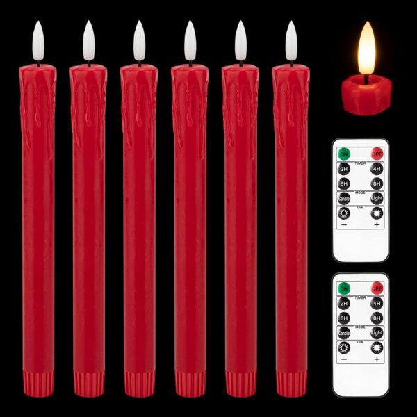 Flameless Red Taper Candles