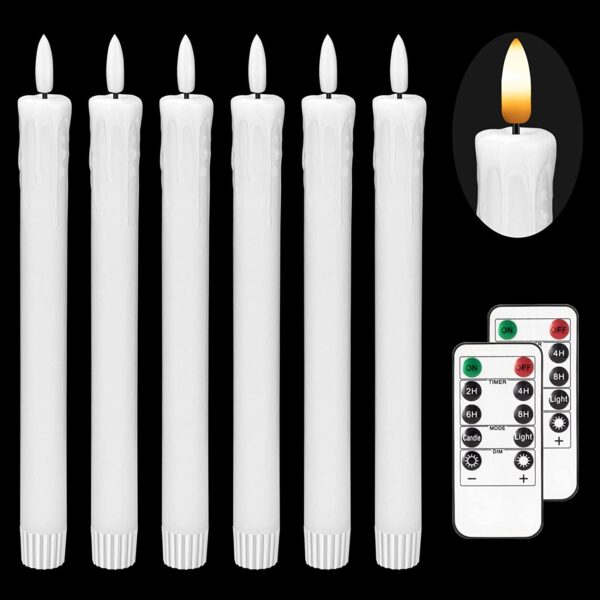 Flameless White Taper Candles