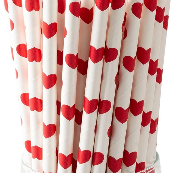 Valentine Heart Paper Straws