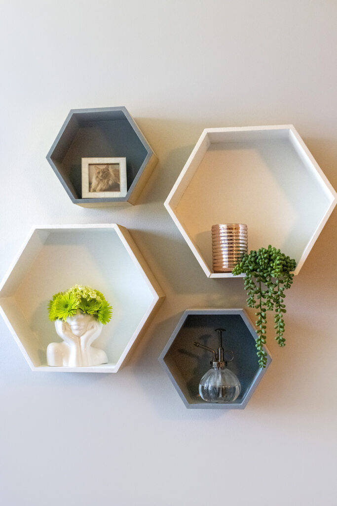 Bust Vase + Hexagon Shelves