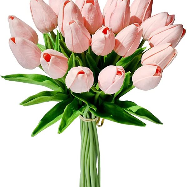 Pink Real Touch Artificial Tulips