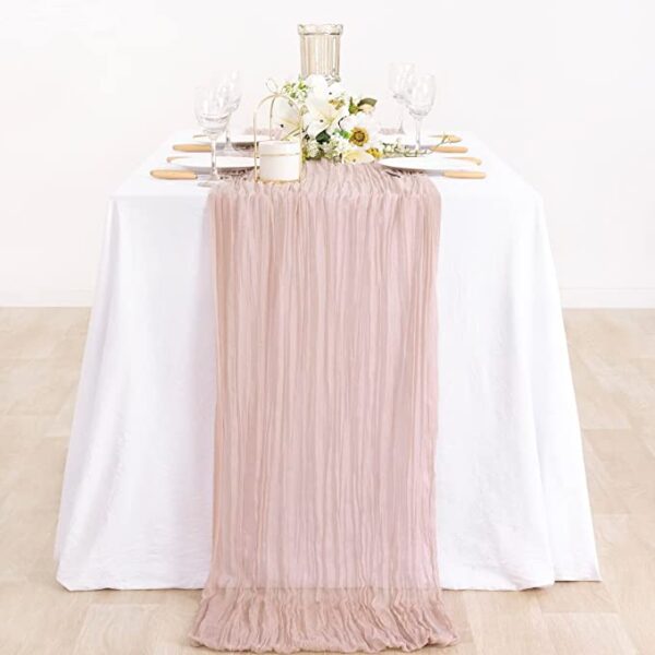 Dusty Pink 10' Cheesecloth Table Runner