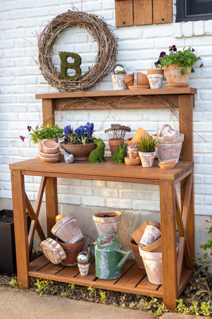 Spring Potting Bench Decor