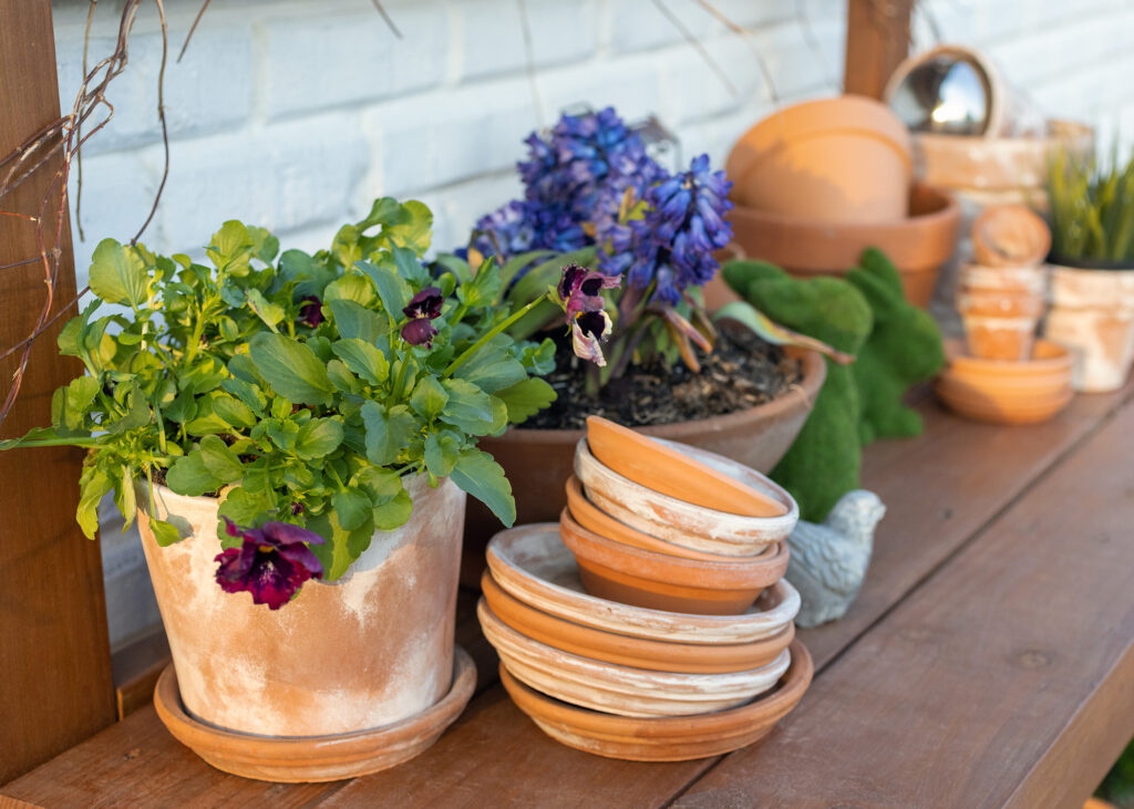 Spring Potting Bench Flowers