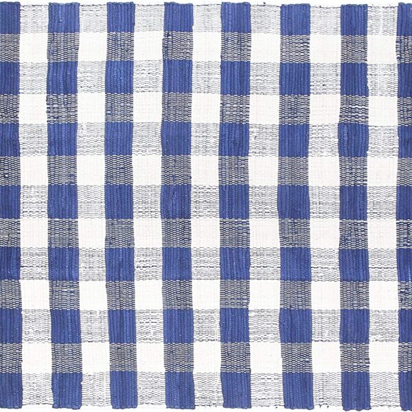 Blue Plaid Check Outdoor Rug