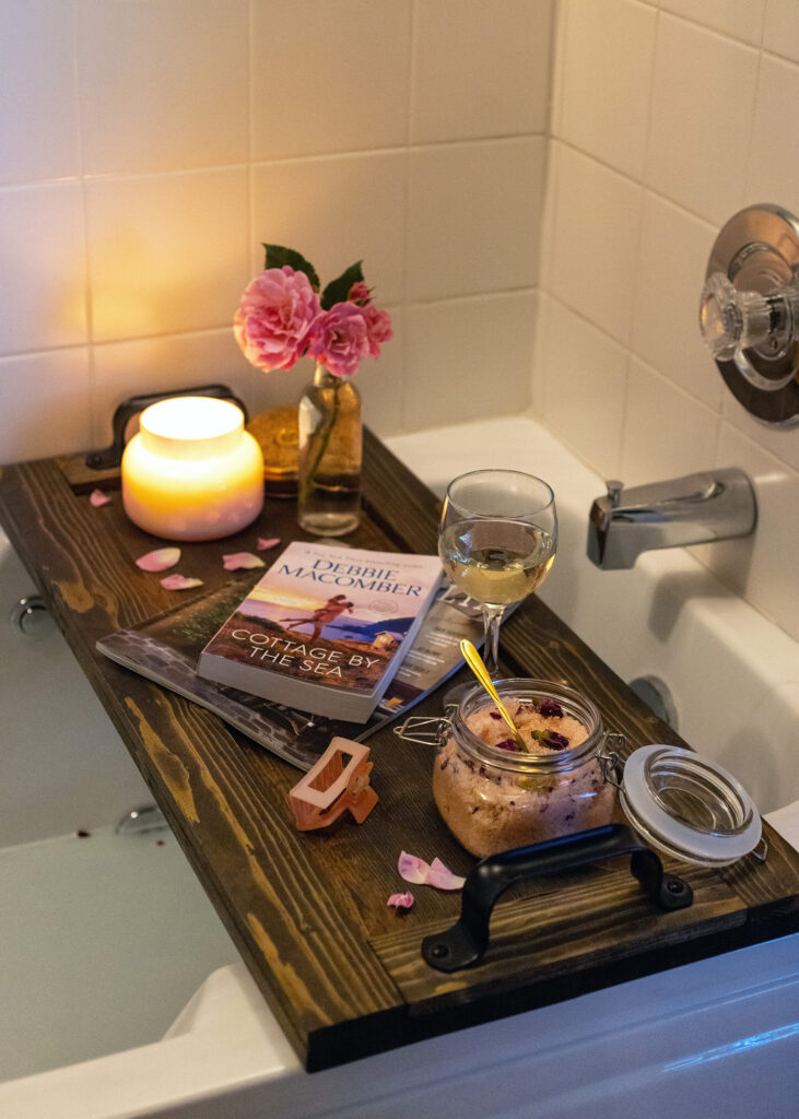 Mother's Day Gift Idea Bath Tray Rose Salts
