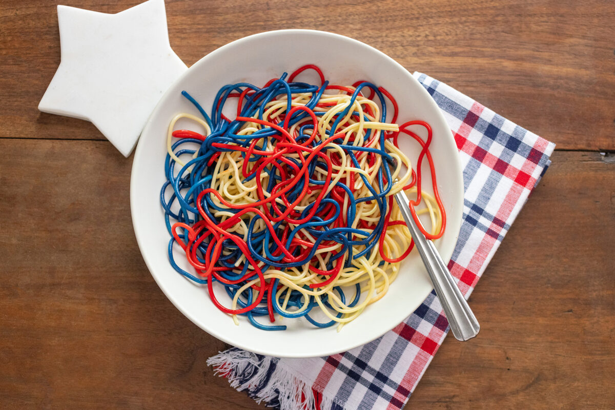 4th of July Red, White & Blue Noodles