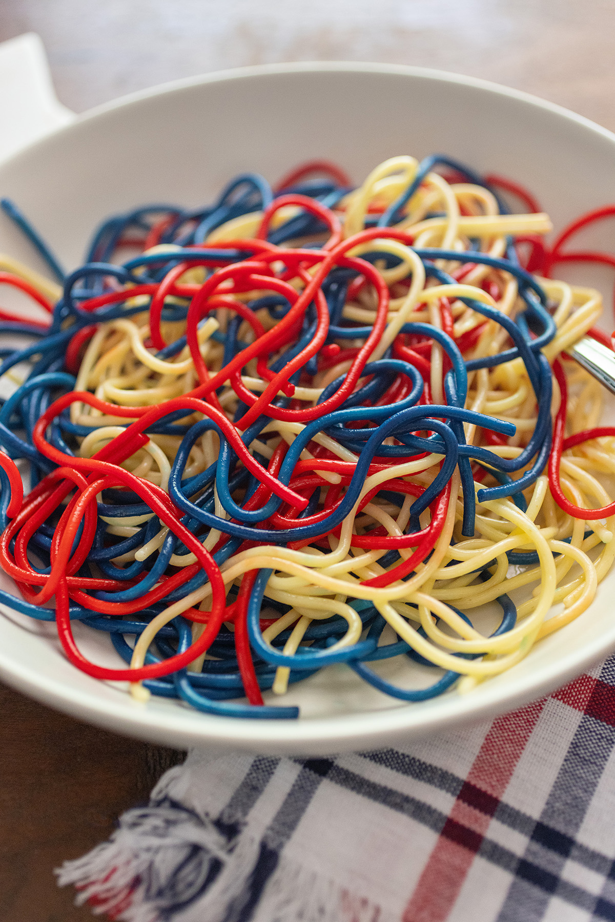 4th of July Red, White & Blue Spaghetti Noodles