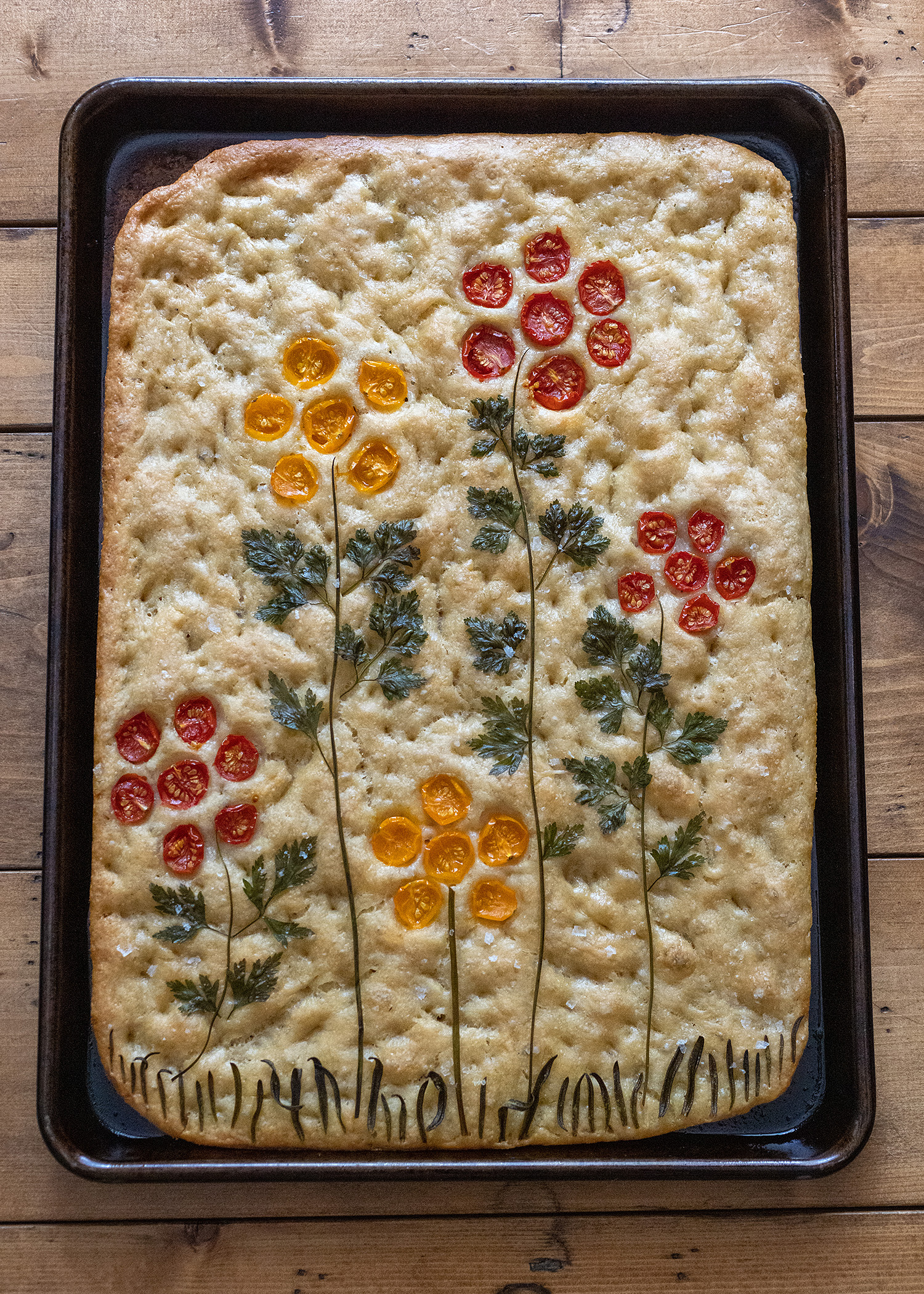 Focaccia Bread Summer Flowers