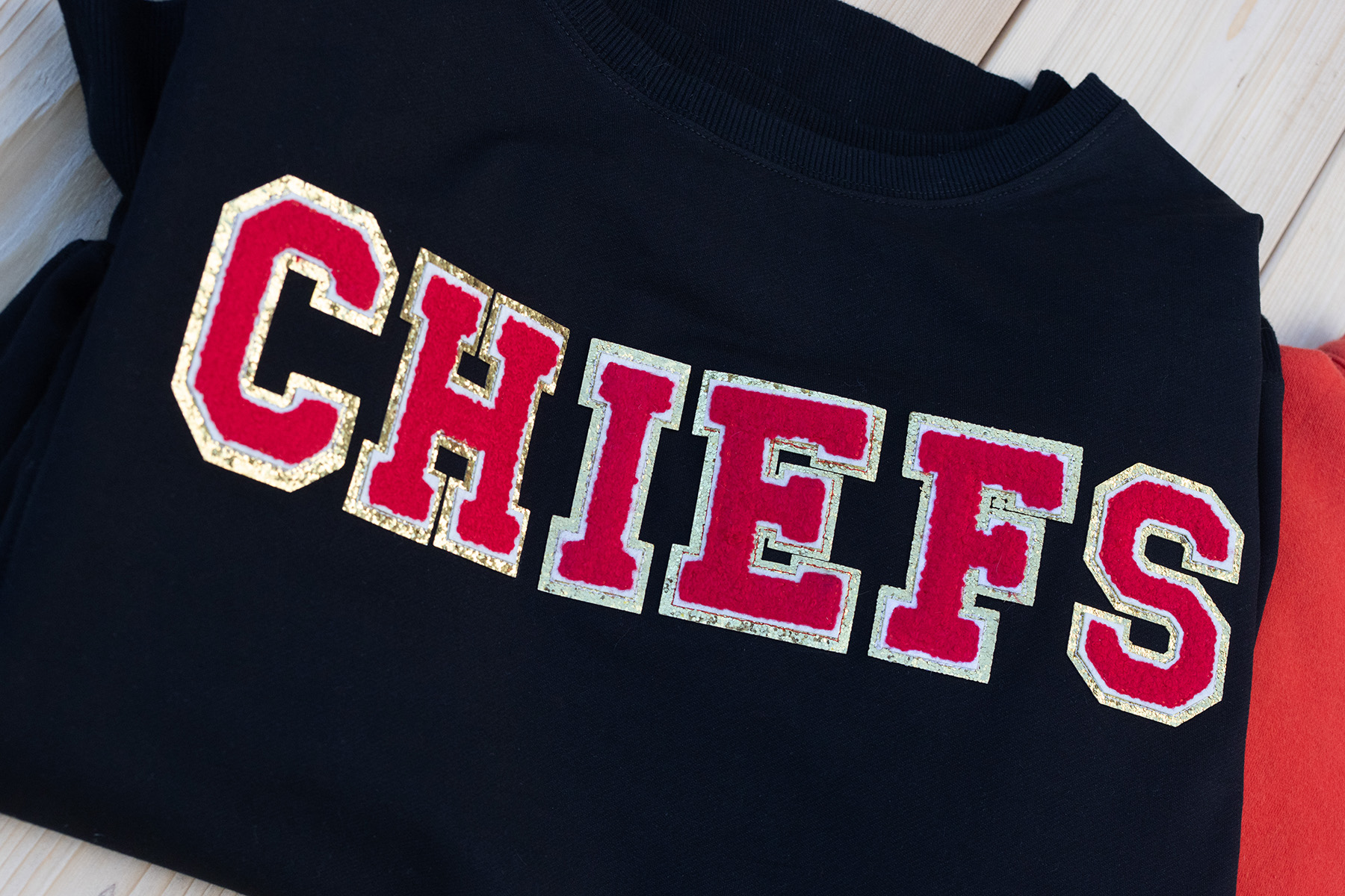 Red Gold Glitter Chenille Varsity Letters