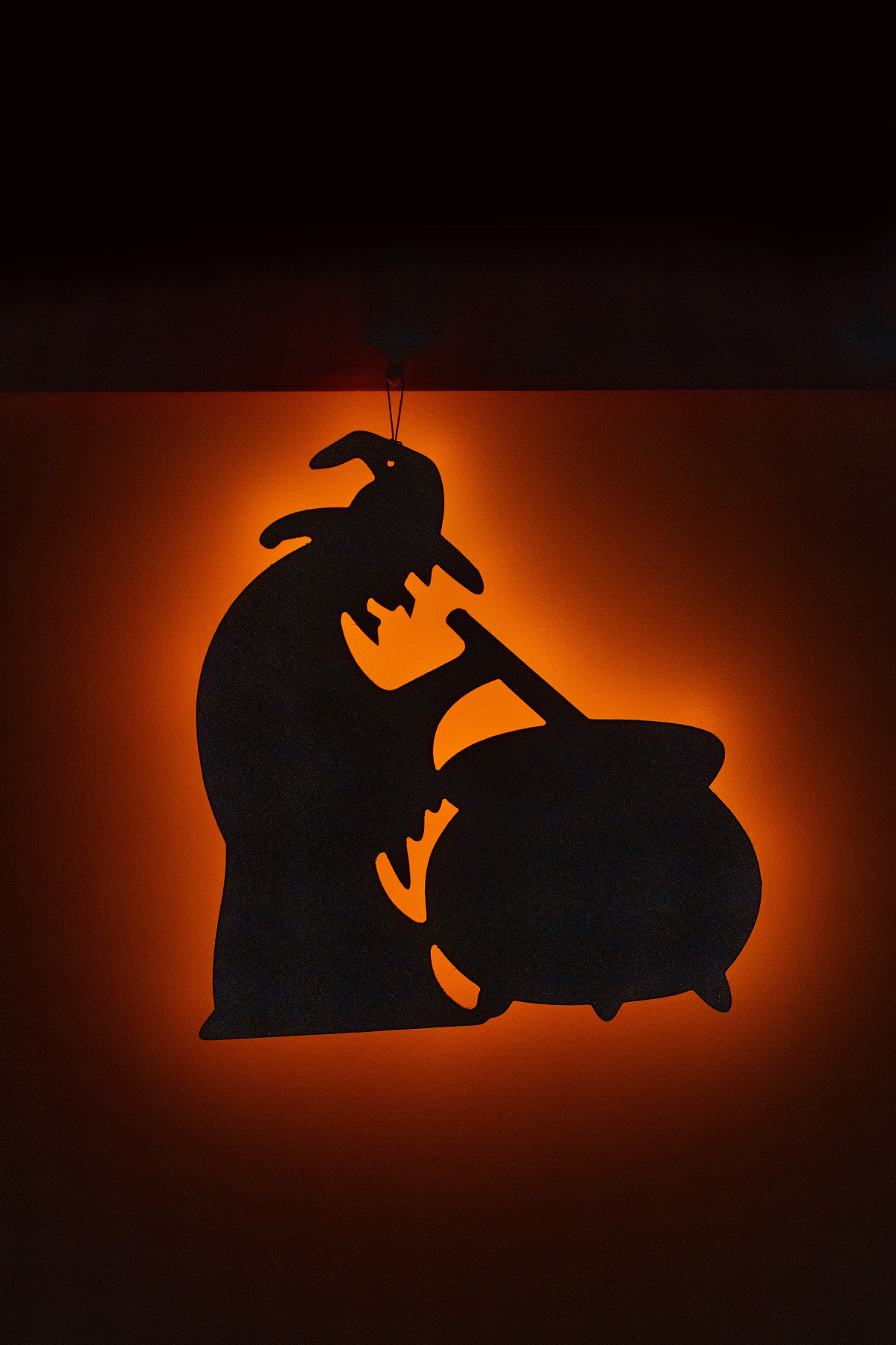 Halloween Light-Up Wooden Witch + Cauldron