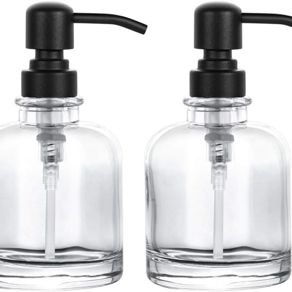 Two Clear 12-Ounce Soap Dispensers