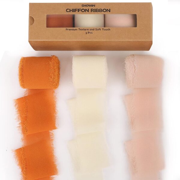 Orange, Blush, Cream Chiffon Ribbon
