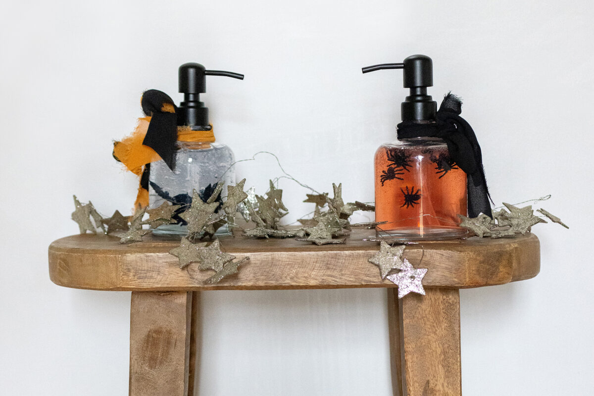 Halloween Spiders + Bats Hand Soaps DIY