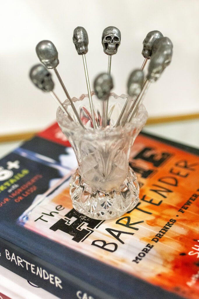 Halloween Bar Cart | Skull Skewers