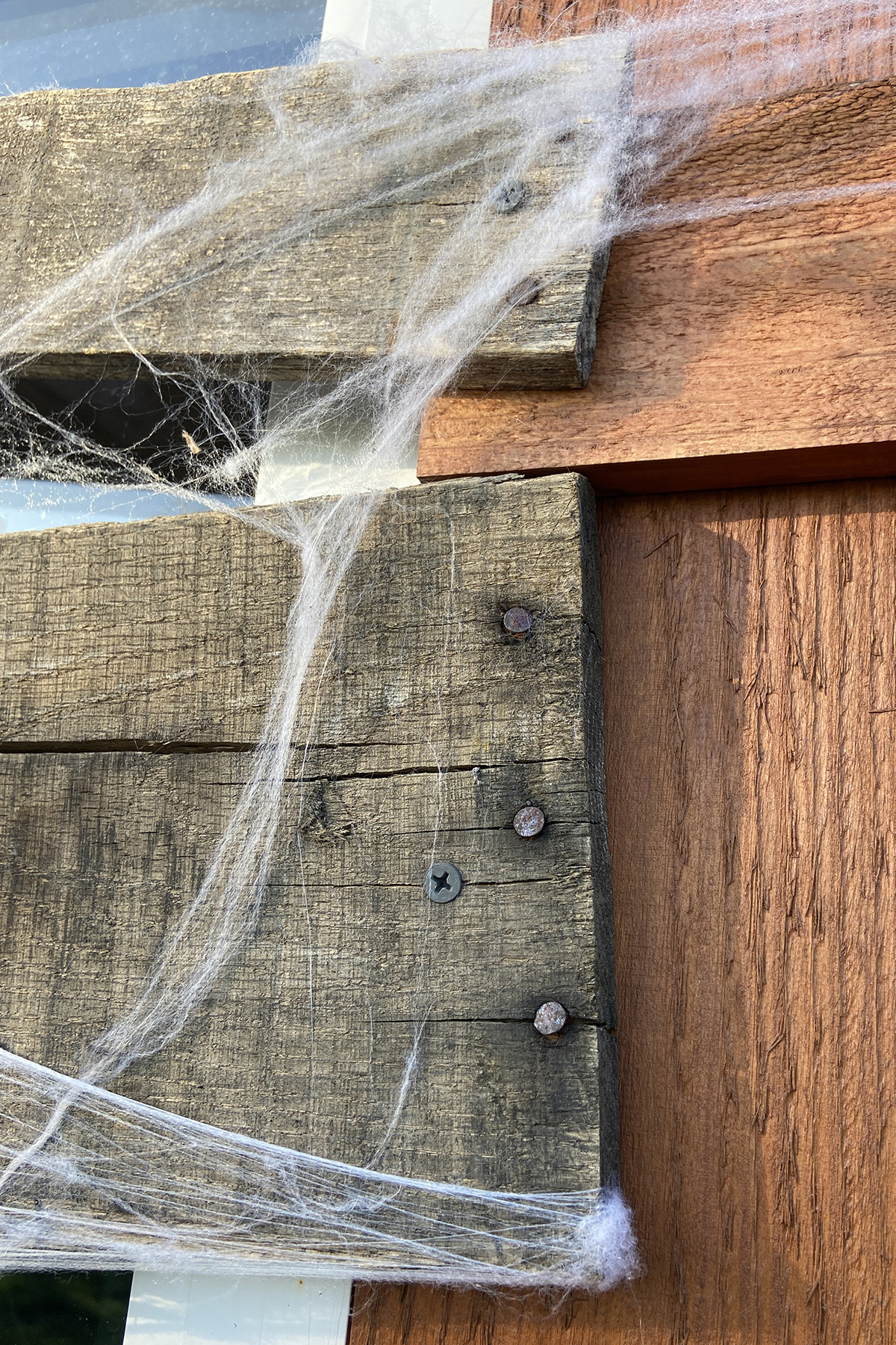 Halloween Boarded Windows | Screwed to Shutters
