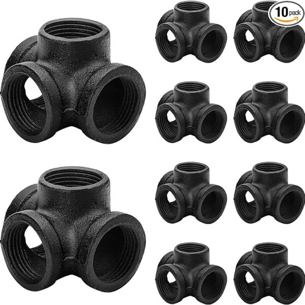 1" Black Iron Pipe Fittings 4-Way Side Outlet Tee