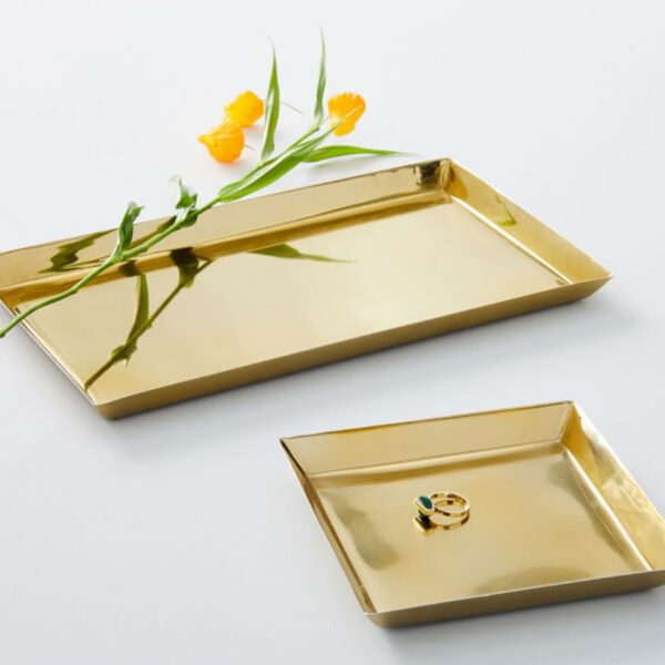 Large Polished Brass Metal Tray