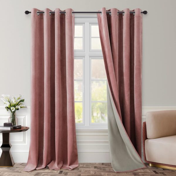 Blush Pink Blackout Velvet Curtains