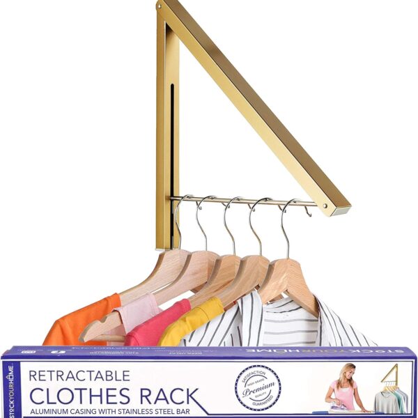 Gold Folding Wall Mounted Clothing Rack