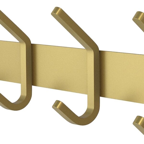 Gold Wall Mount Rack 4 Double Hooks