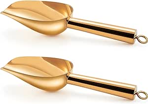 Set of 2 Mini 3-Ounce Gold Stainless Steel Scoops