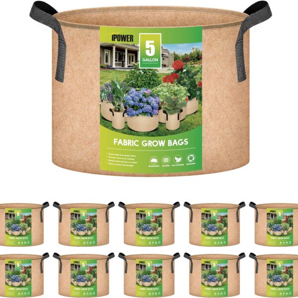 5-Gallon Tan Heavy Duty Garden Grow Bags