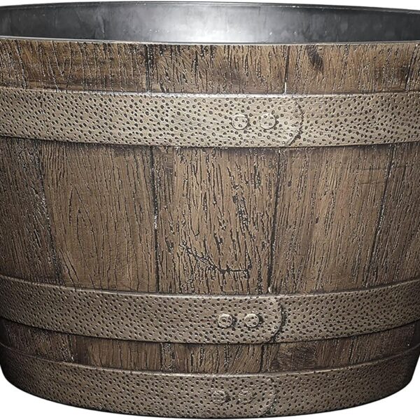 Large 20.5" Resin Whiskey Barrel Planter Pot