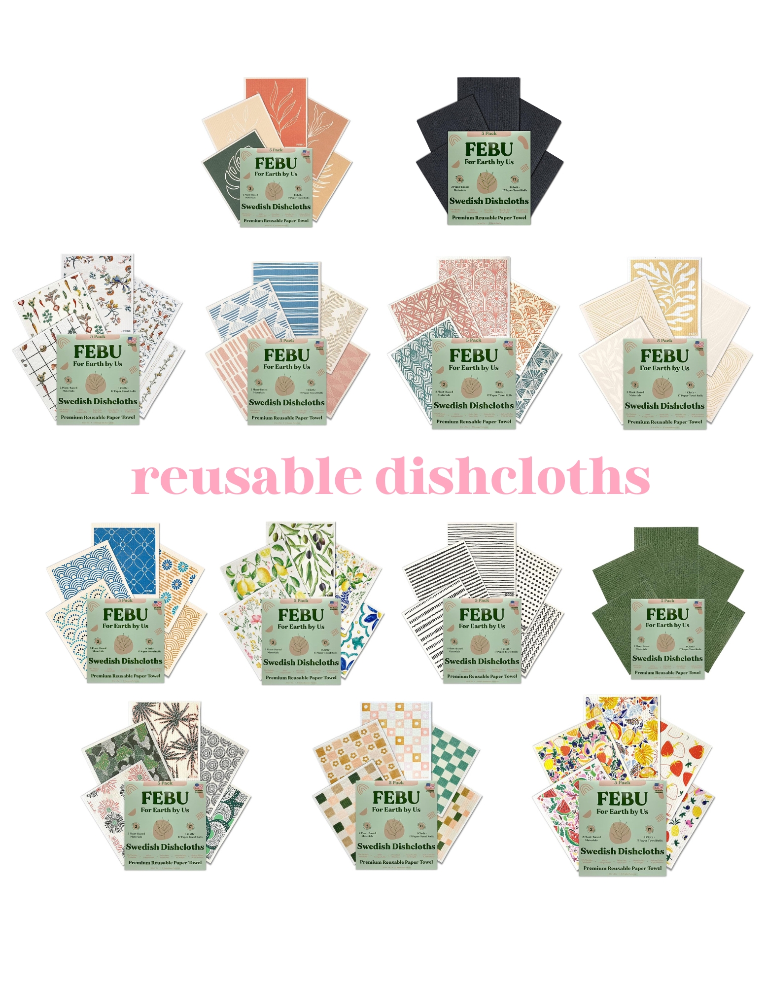 Reusable Patterned Dishcloths